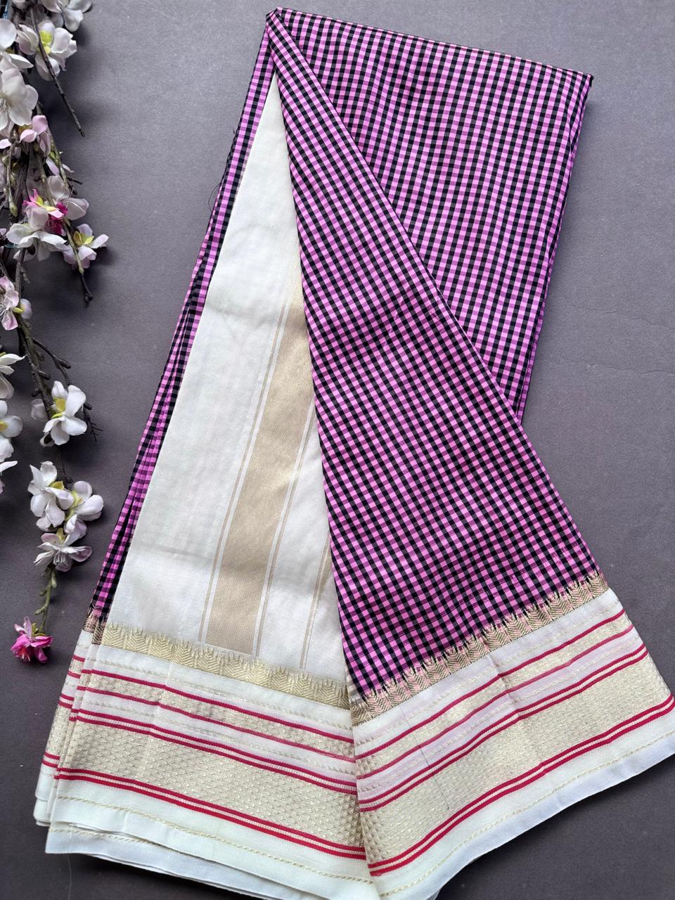 Pink Checks ilkal Silk Saree 108