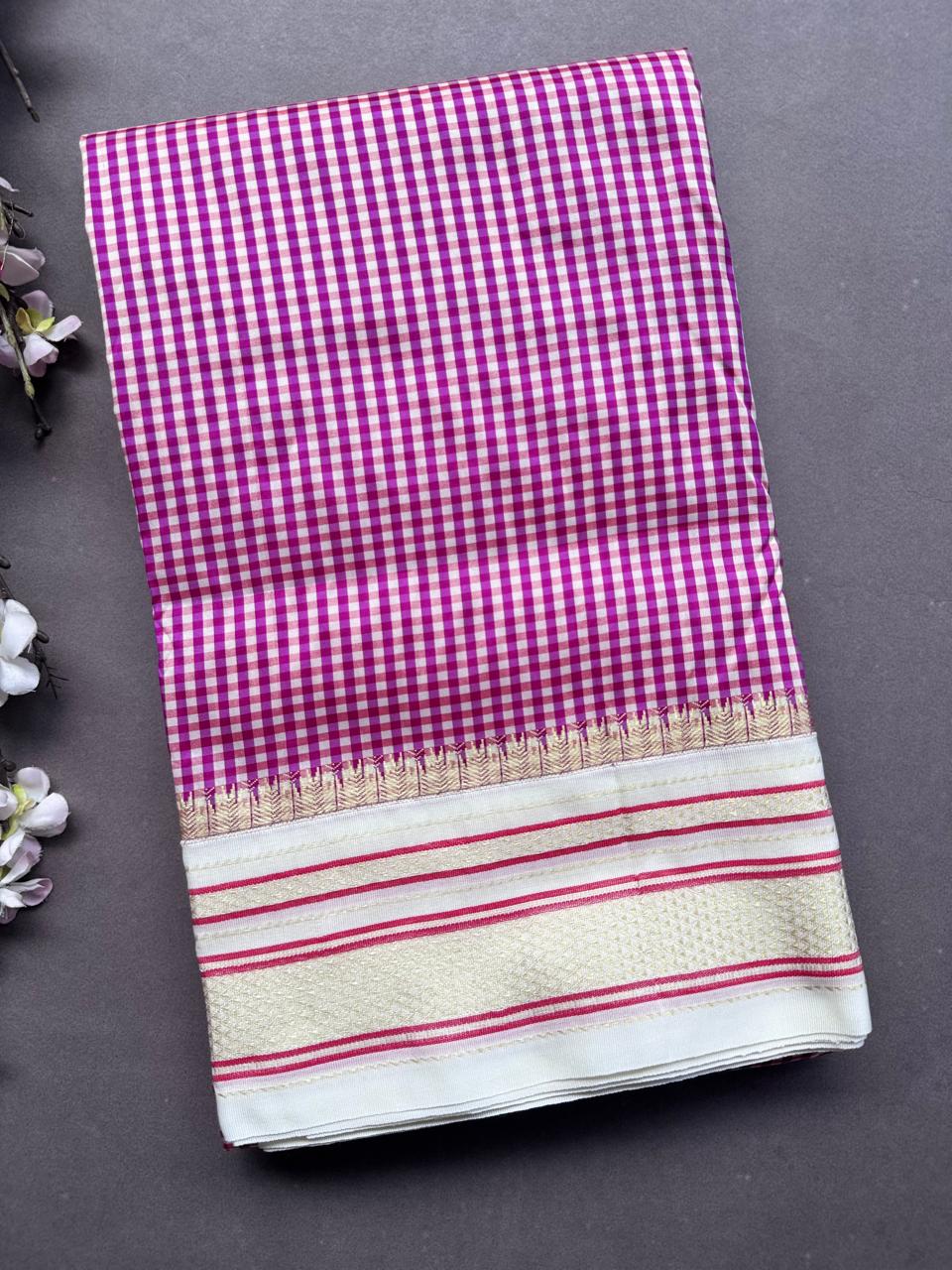 Cream Checks ilkal Silk Saree 108