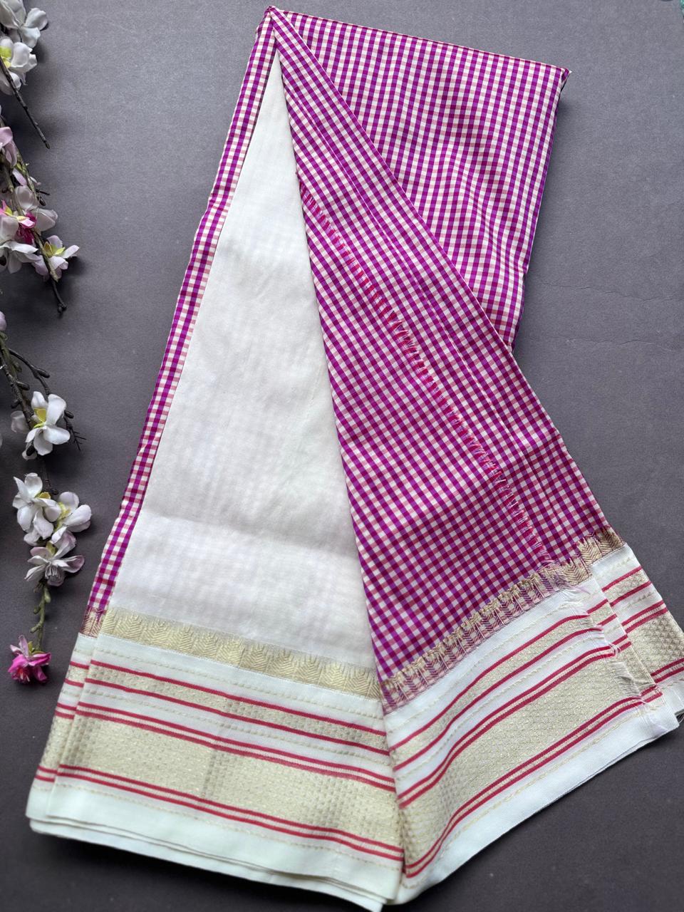 Cream Checks ilkal Silk Saree 108