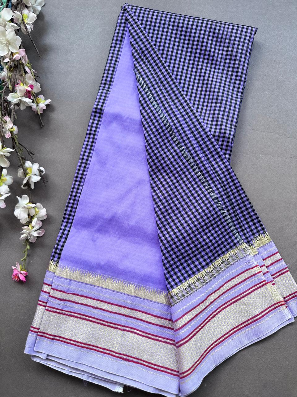 Lavender Checks ilkal Silk Saree 108