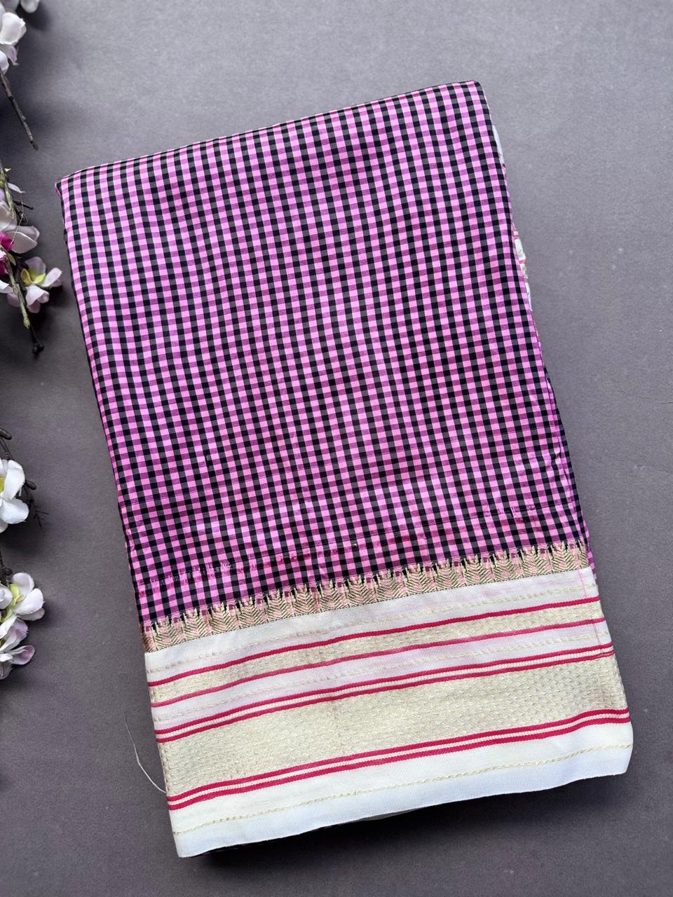 Pink Checks ilkal Silk Saree 108