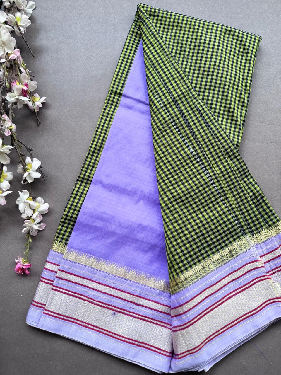Dark Green Checks ilkal Silk Saree 108