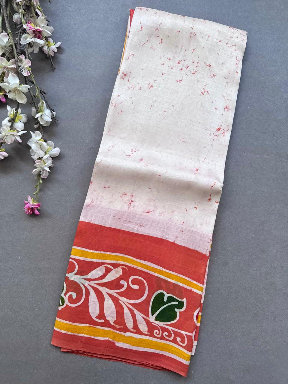 Cream Pure Mulberry Silk Saree 108