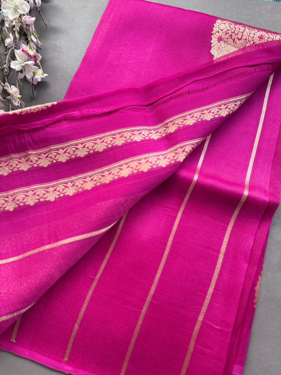 Pink Pure Kora Organza Silk Saree 108