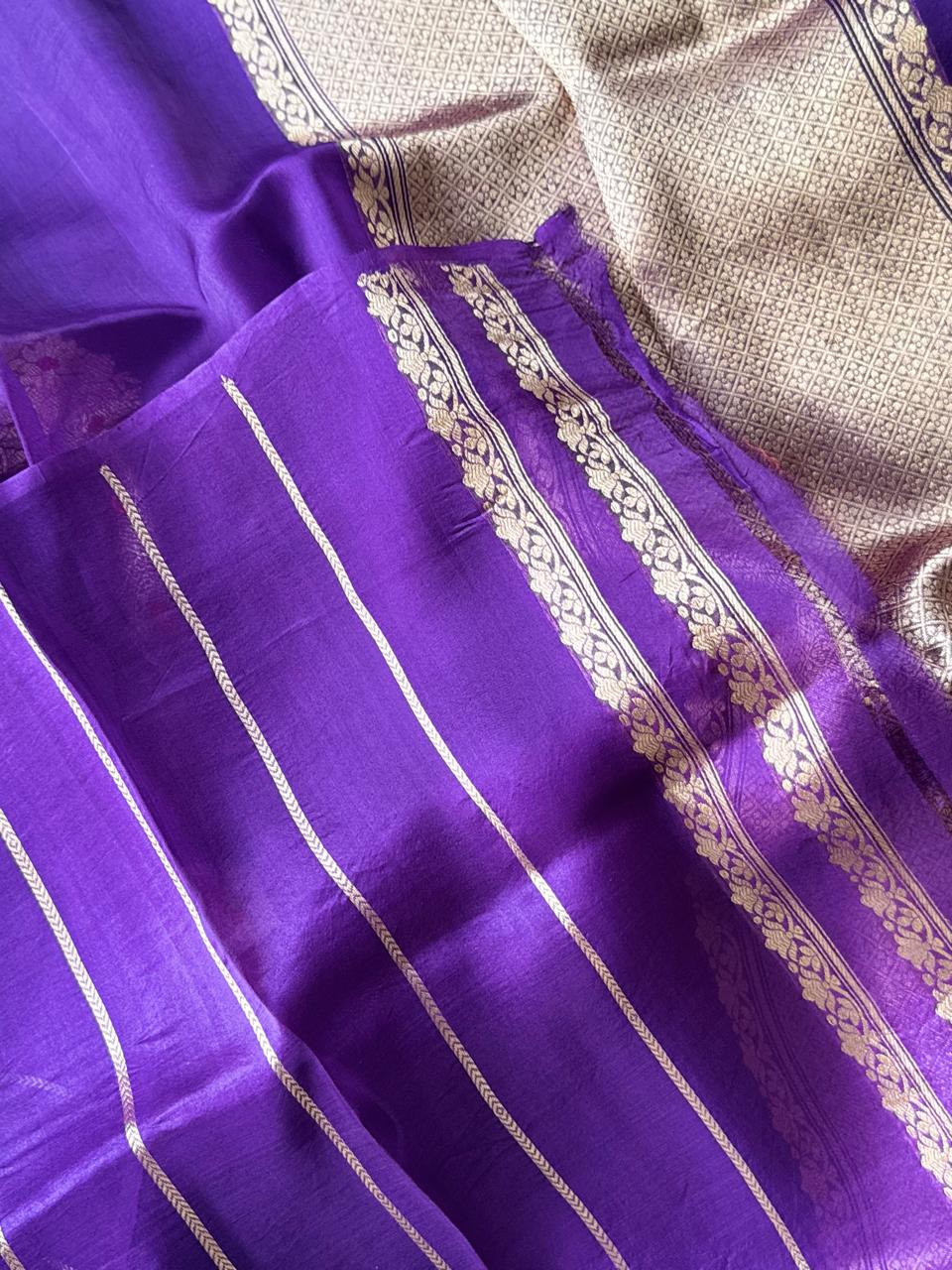 Purple Pure Kora Organza Silk Saree 108