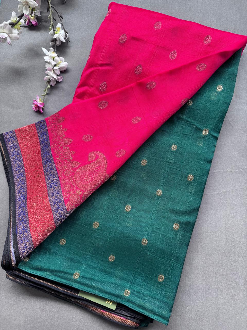 Rani Pink 3D Border Tussar Georgette Saree 108