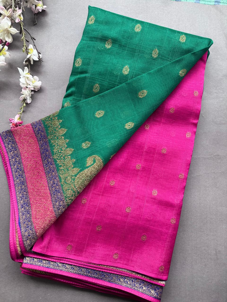 Green 3D Border Tussar Georgette Saree 108
