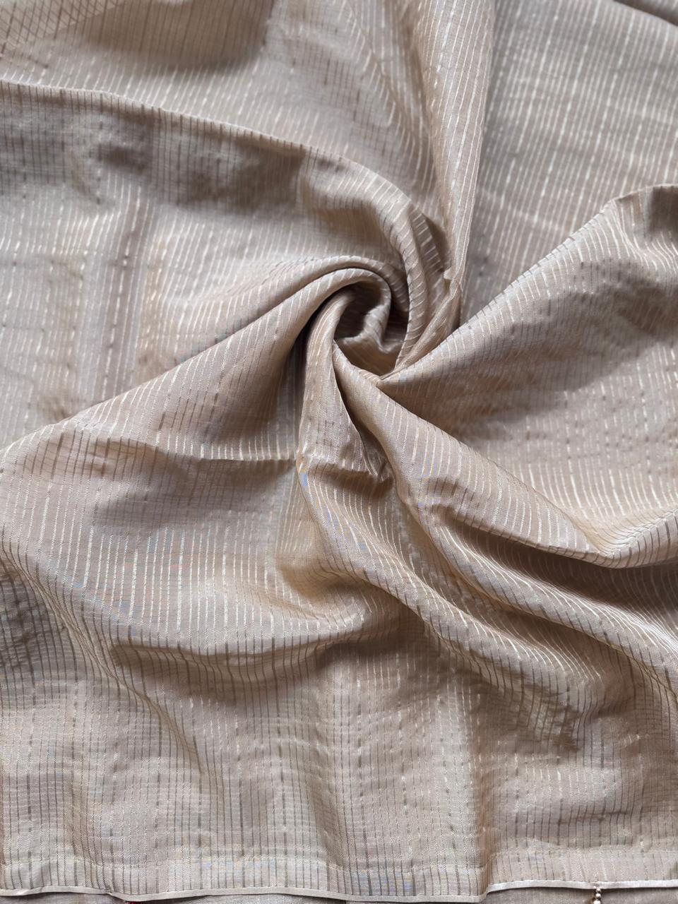 Cream Organza Saree with Stitched Blouse 108