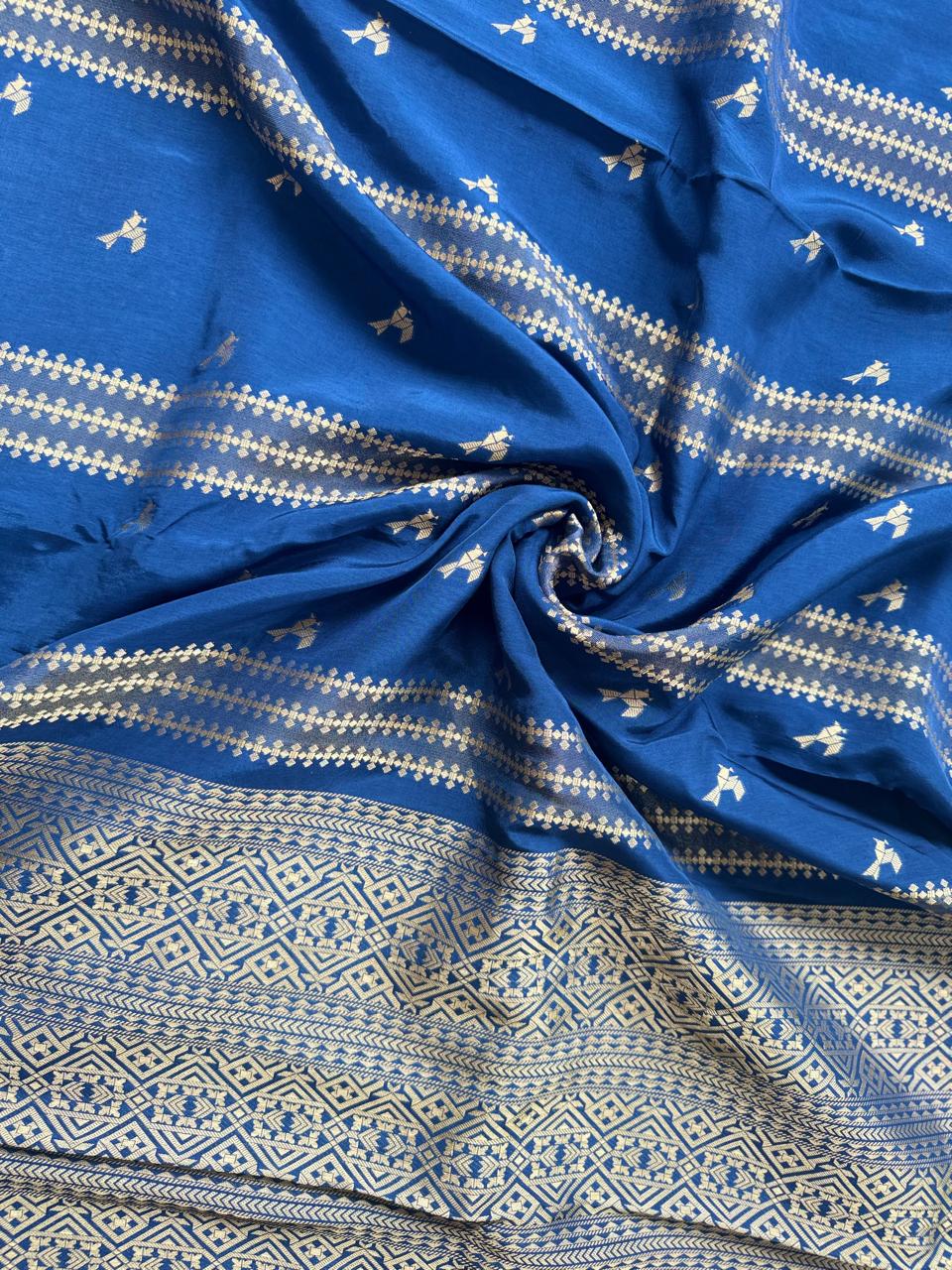 Navy Blue Dola Silk Saree with Stitched Blouse 108