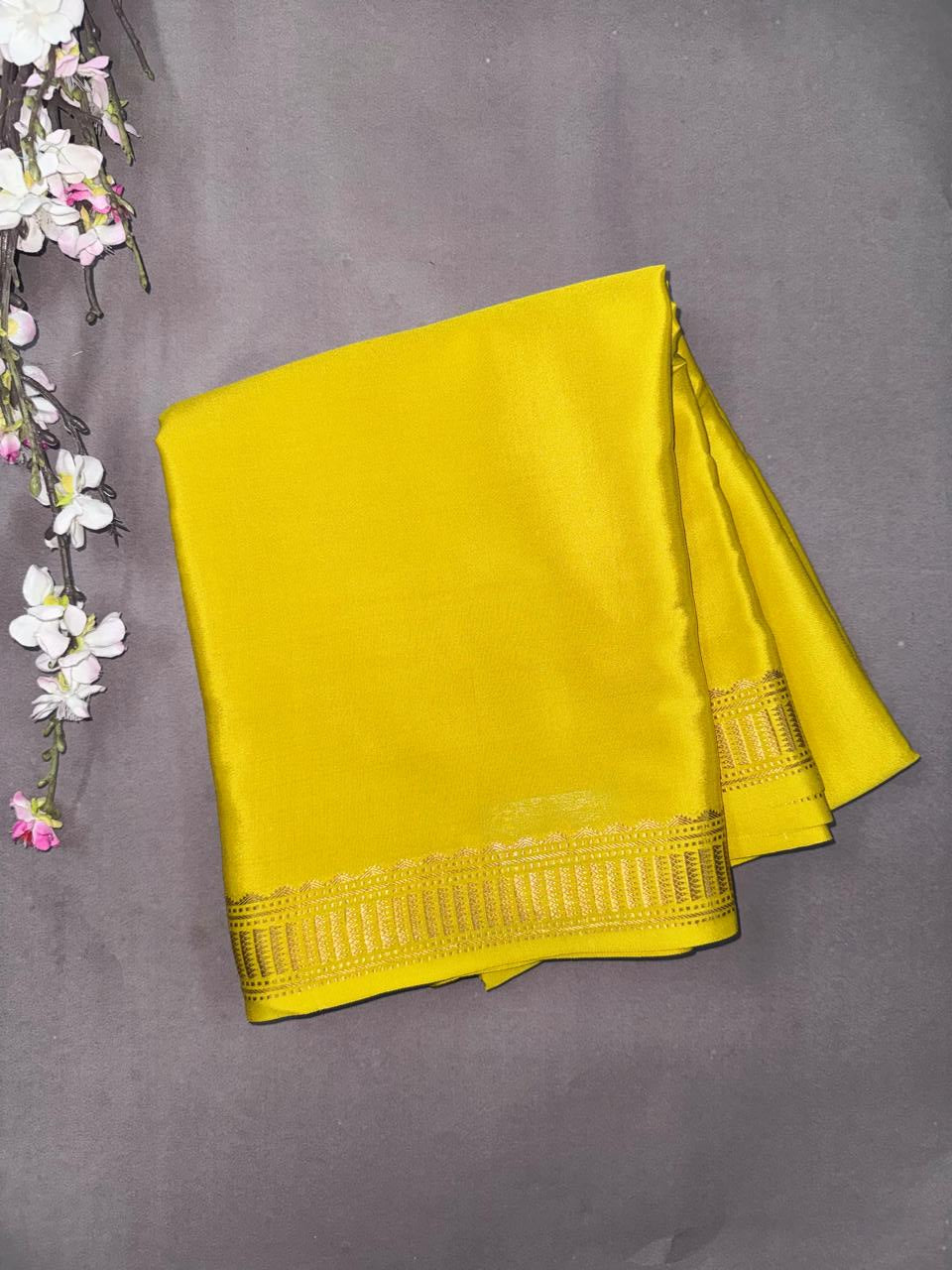 Yellow Pure Mysore Crepe Silk CSG108