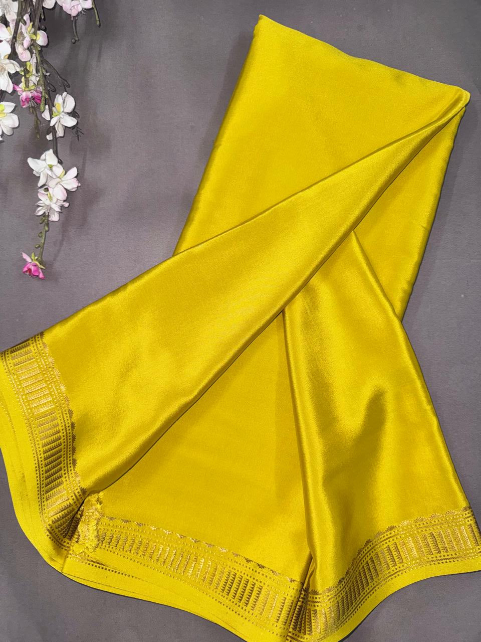 Yellow Pure Mysore Crepe Silk CSG108