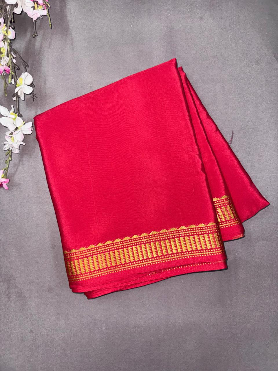 Red Pure Mysore Crepe Silk CSG108
