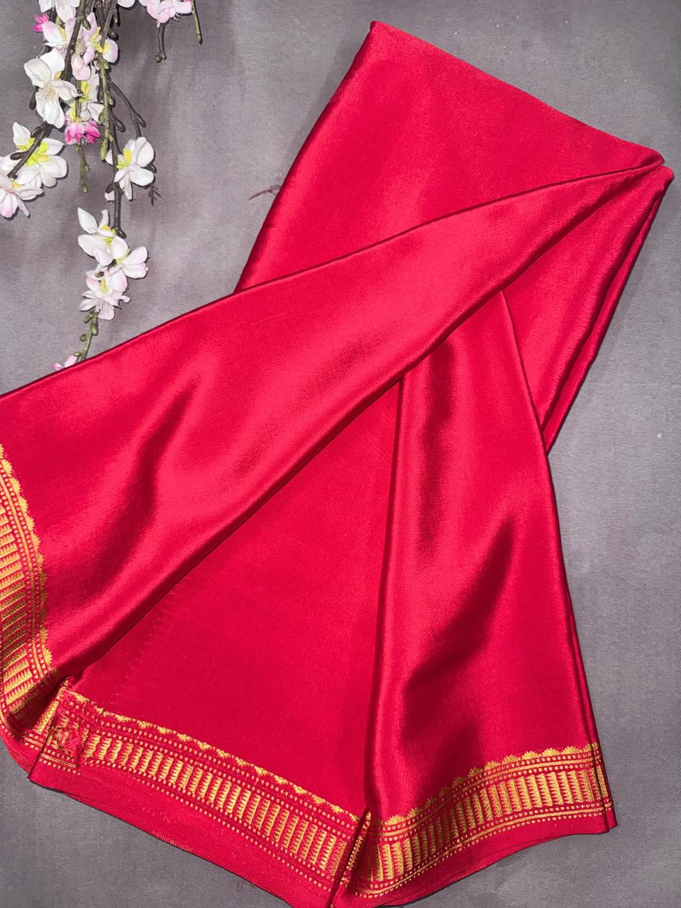 Red Pure Mysore Crepe Silk CSG108