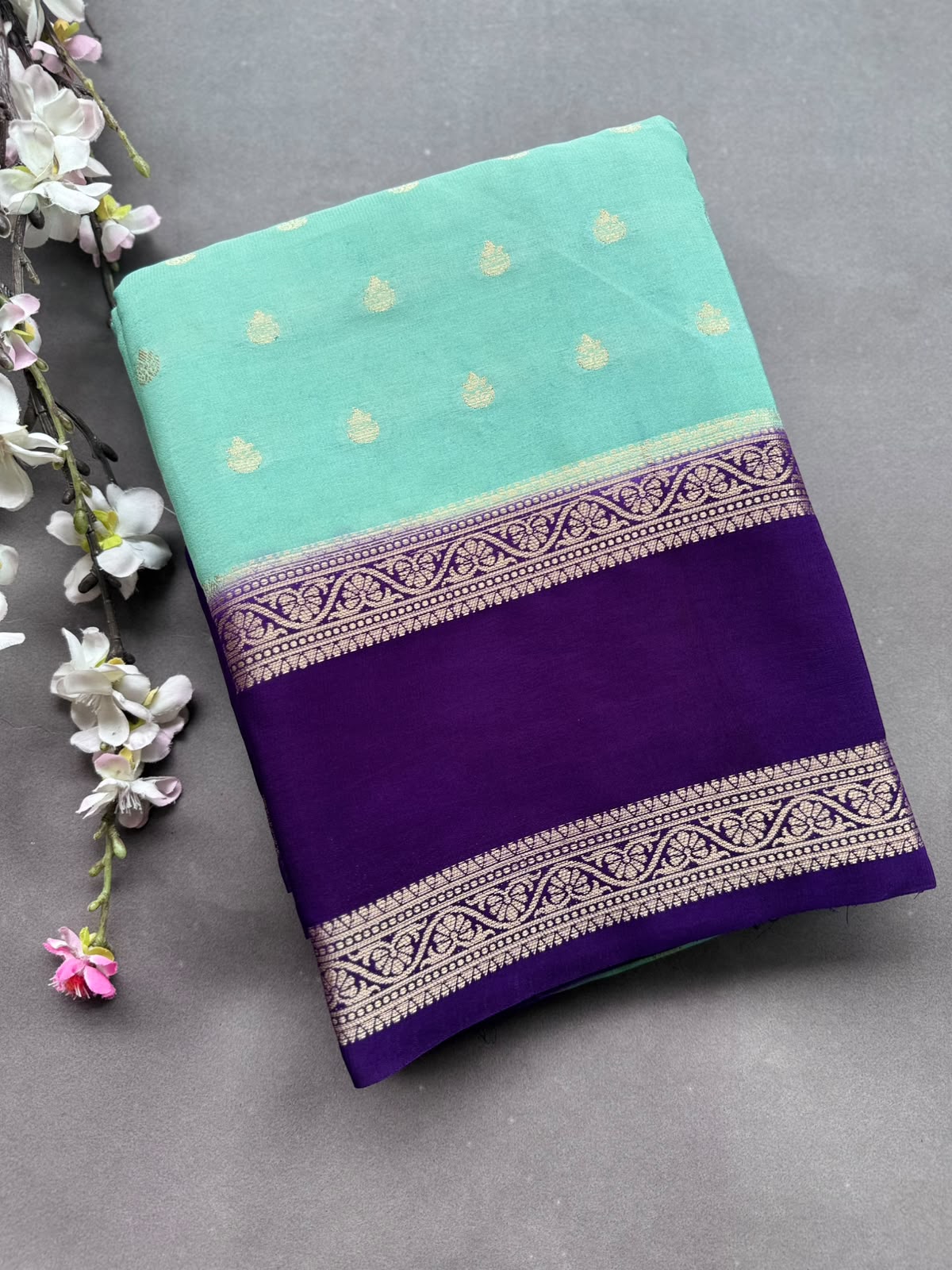 Pastel Green Semi Mysore Crepe Silk Saree 108