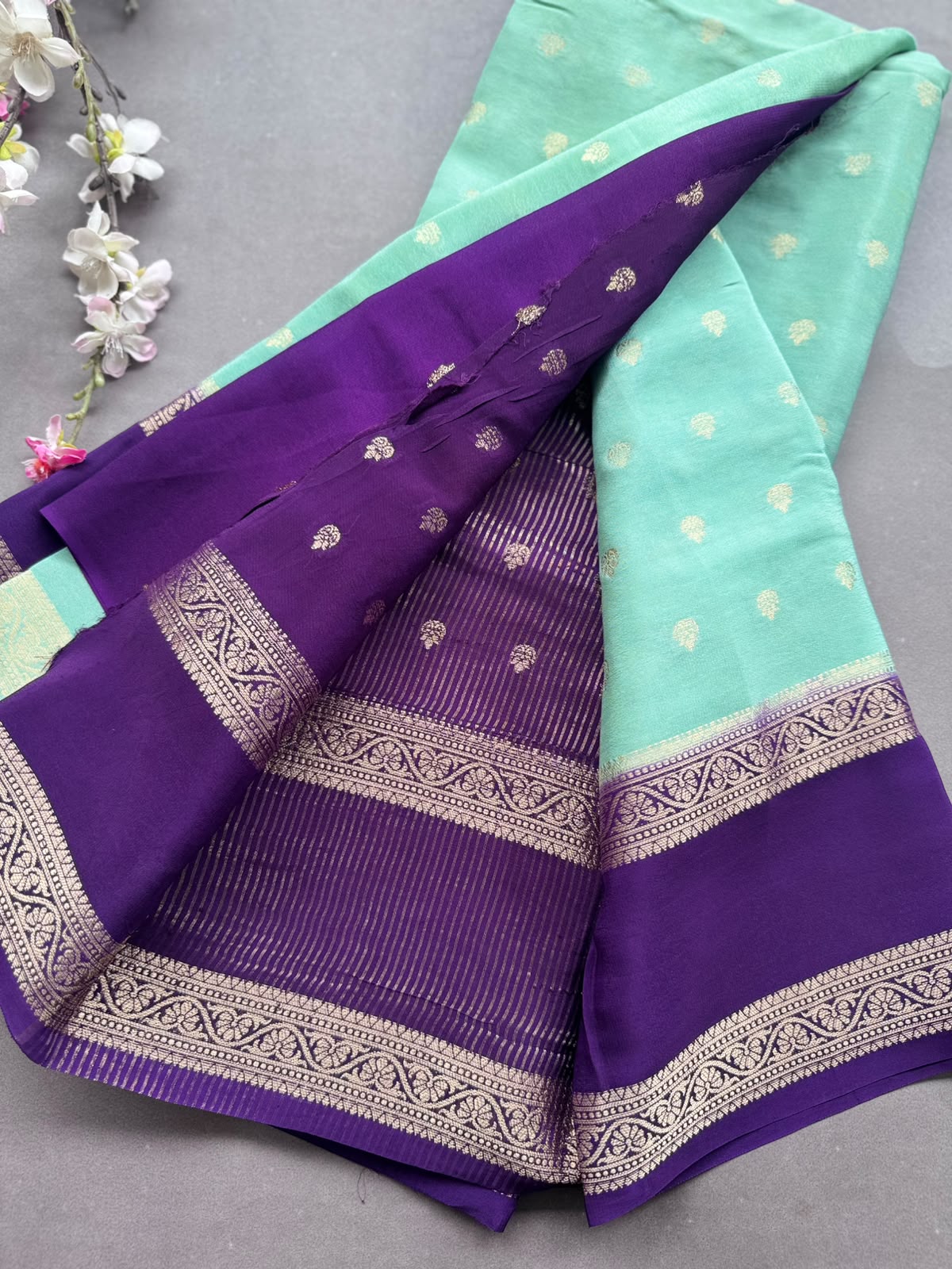 Pastel Green Semi Mysore Crepe Silk Saree 108