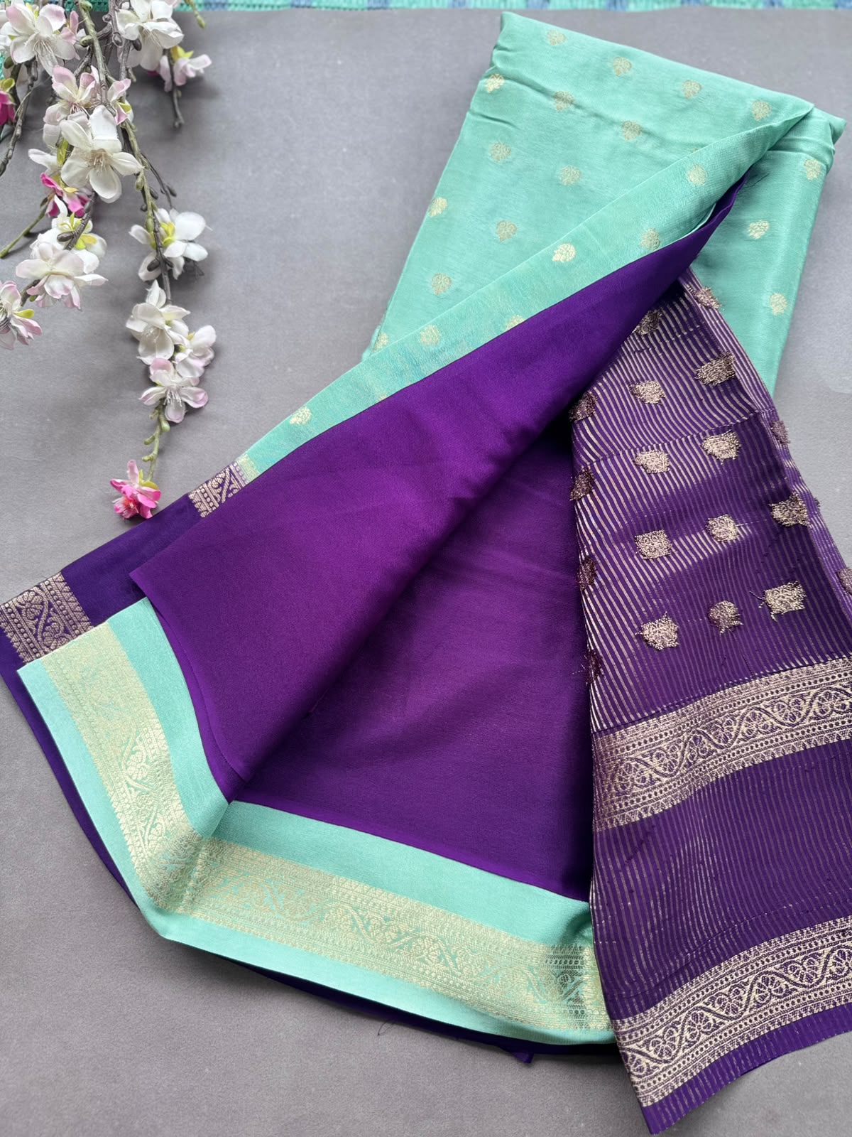 Pastel Green Semi Mysore Crepe Silk Saree 108