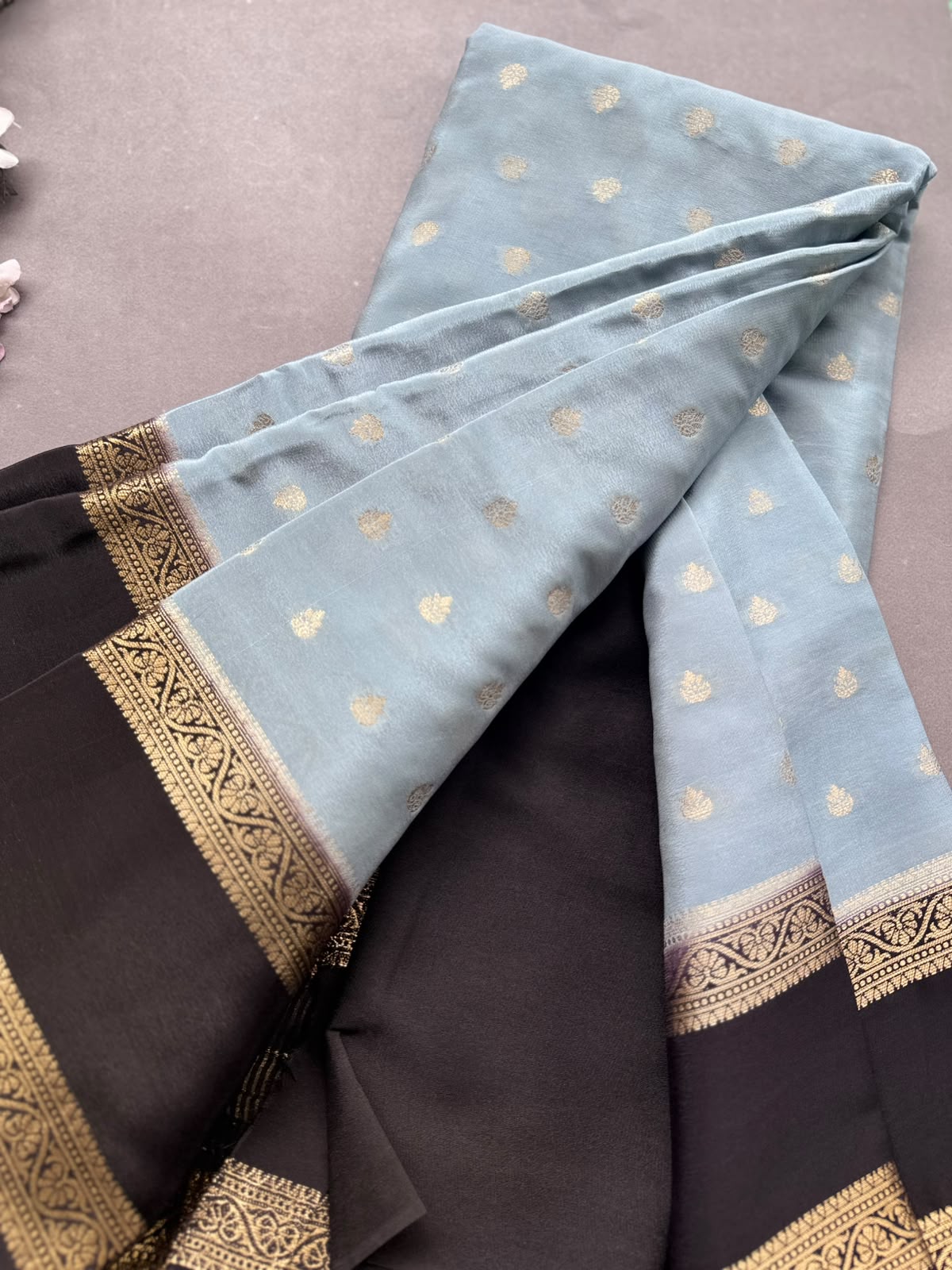 Pastel Blue Semi Mysore Crepe Silk Saree 108