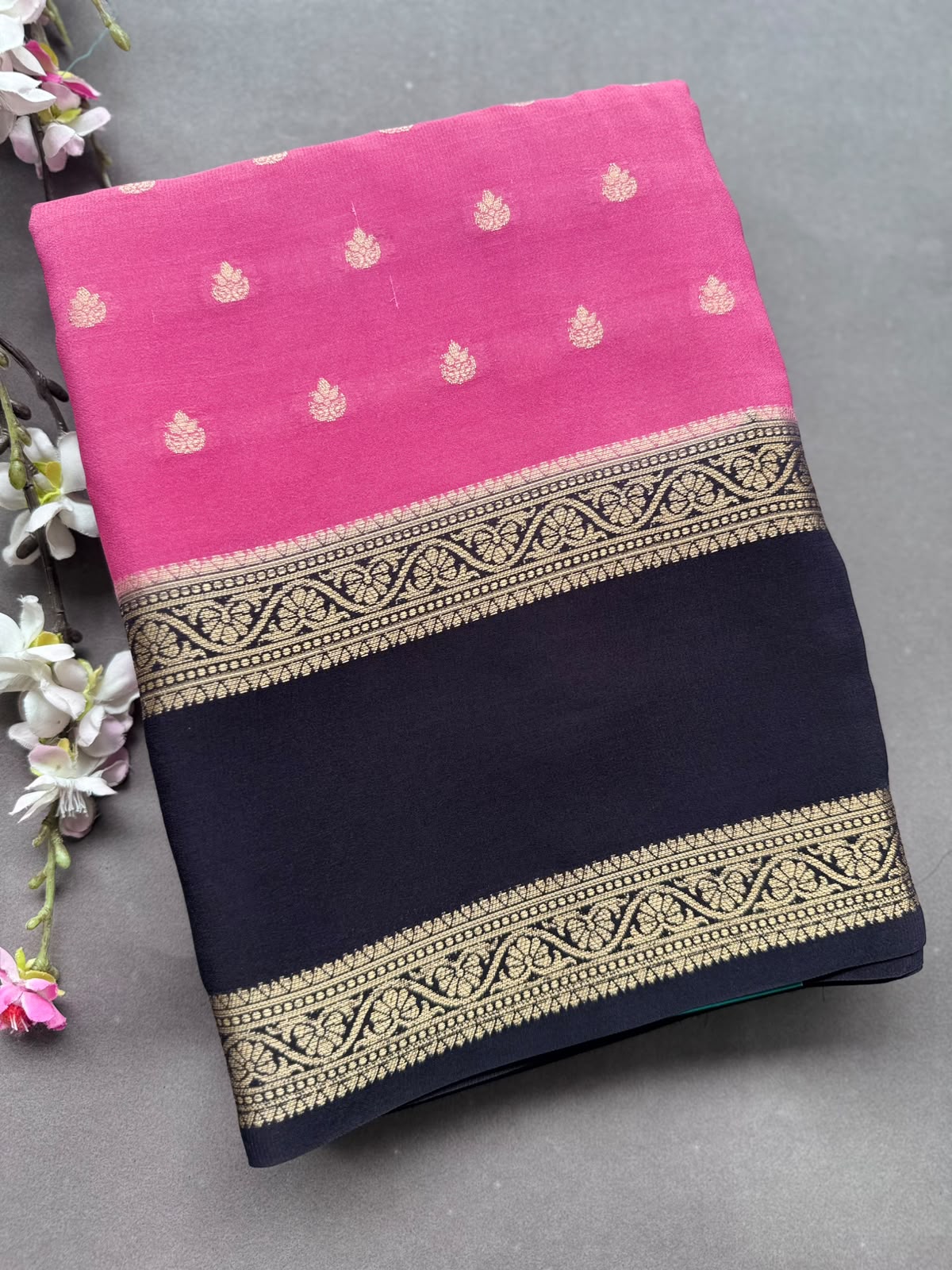 Pink Semi Mysore Crepe Silk Saree 108