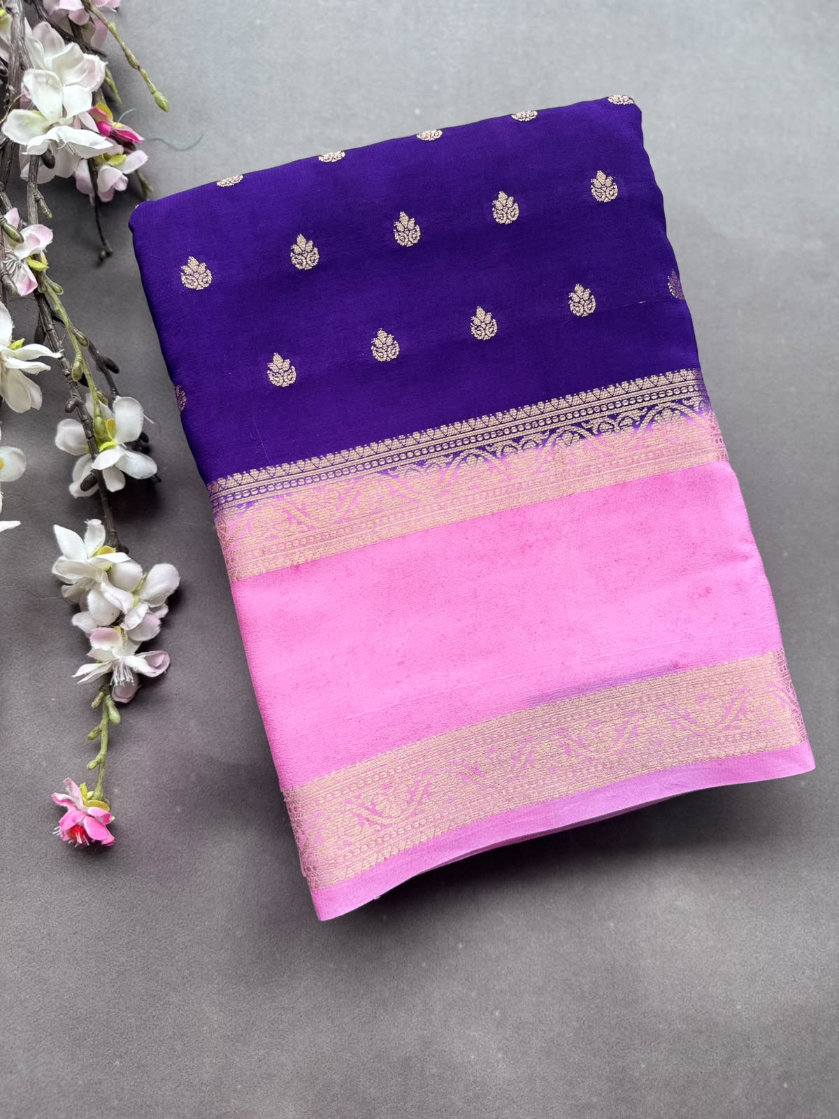 Purple Semi Mysore Crepe Silk Saree 108