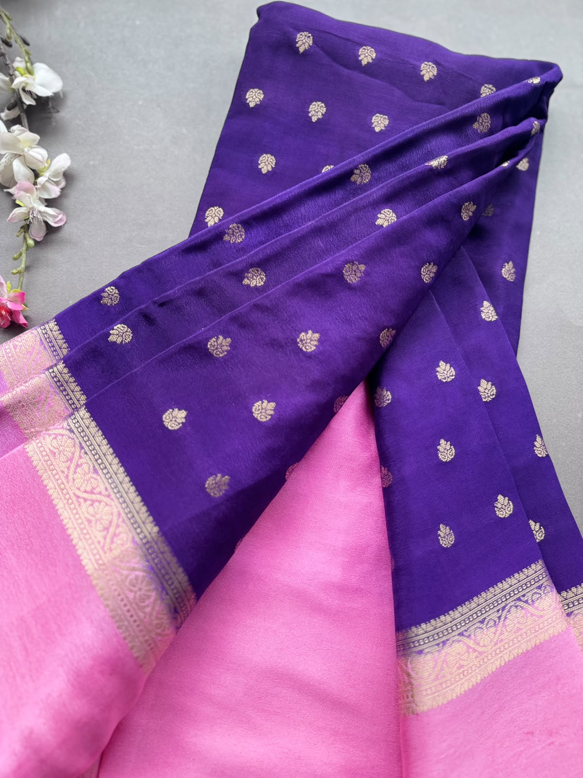 Purple Semi Mysore Crepe Silk Saree 108