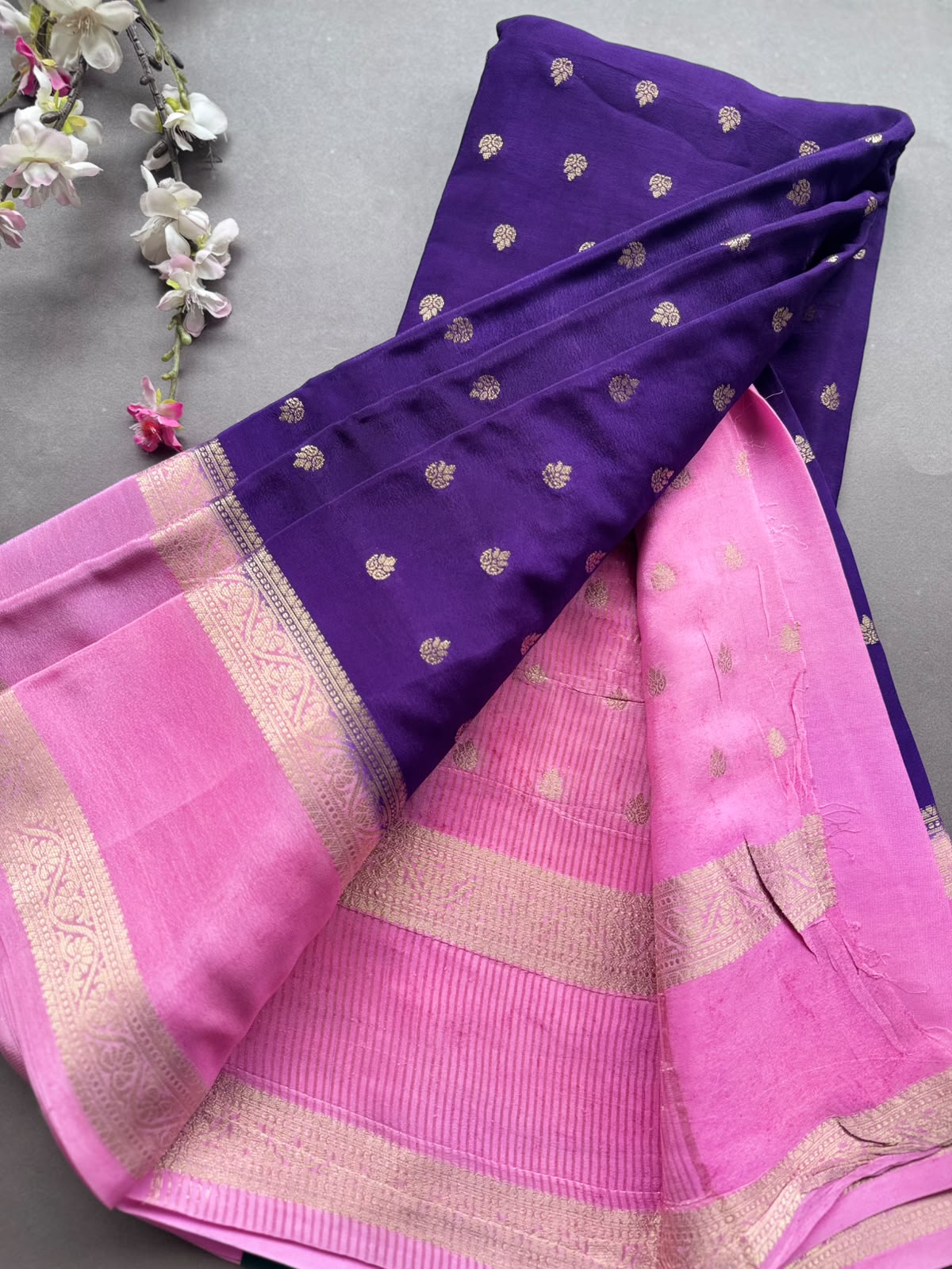 Purple Semi Mysore Crepe Silk Saree 108