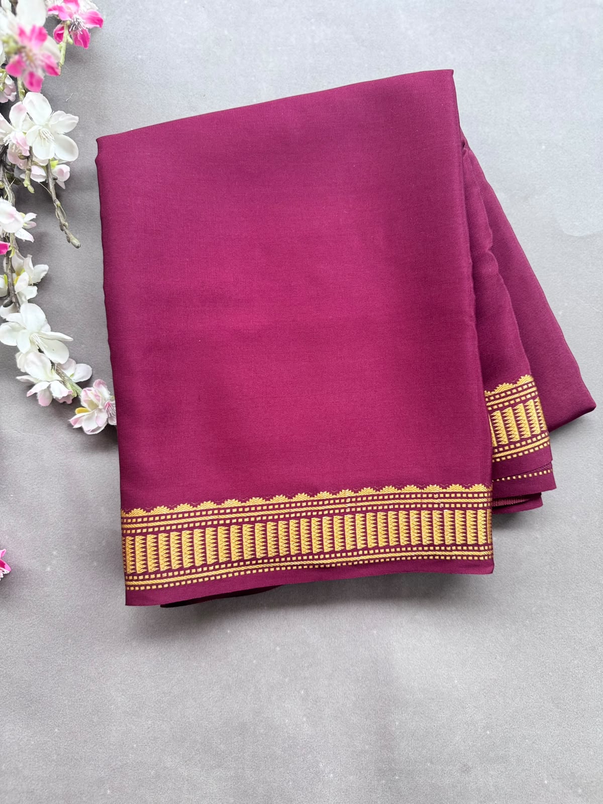 Brown Pure Mysore Crepe Silk Saree CSG108