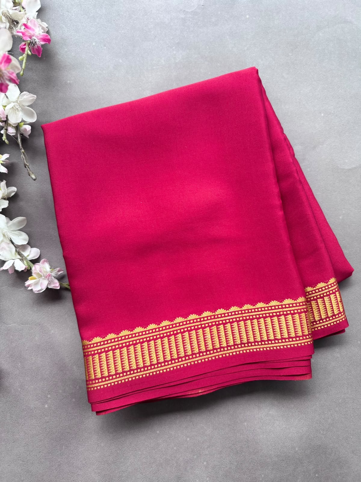 Maroon Pure Mysore Crepe Silk Saree CSG108