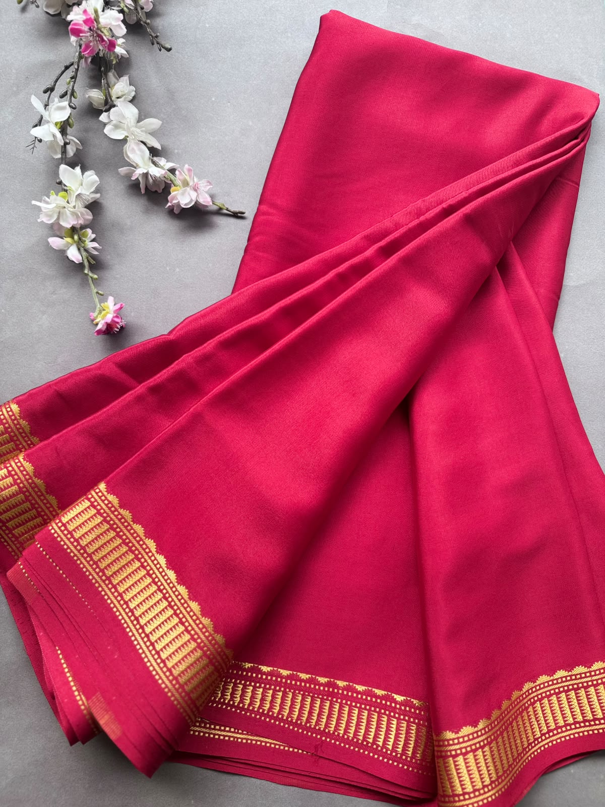 Maroon Pure Mysore Crepe Silk Saree CSG108