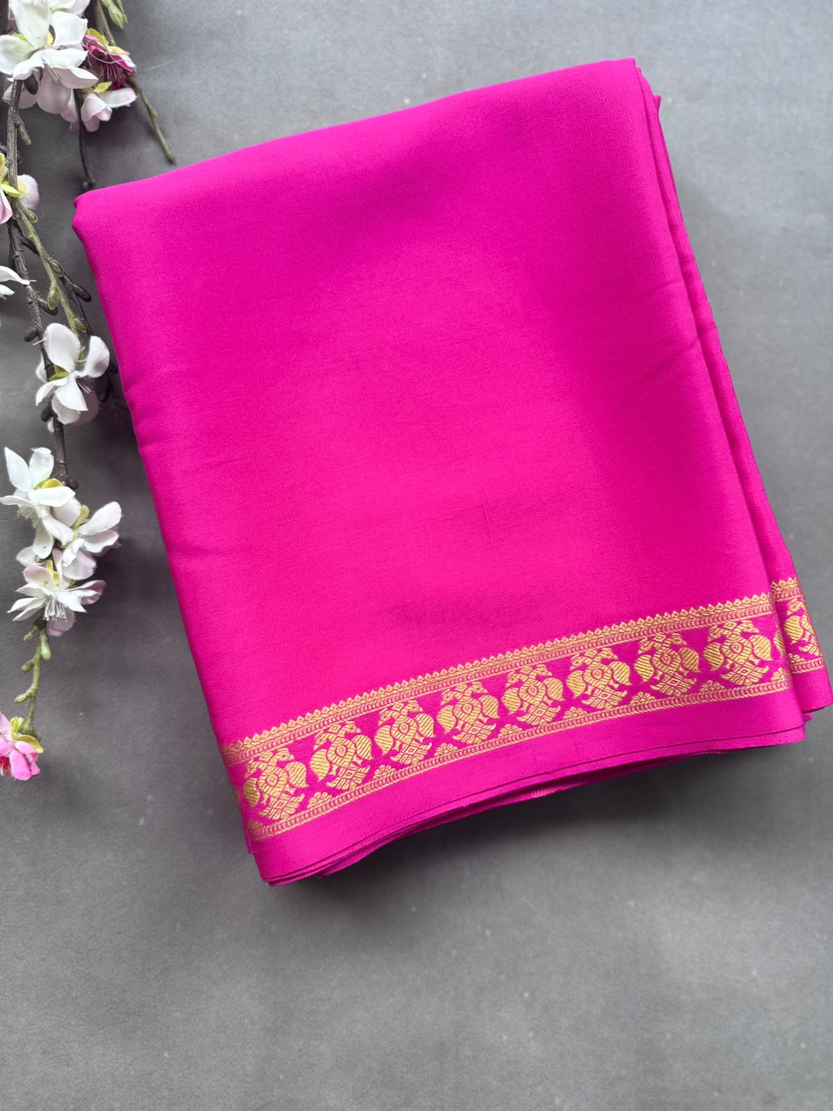 Magenta Pure Mysore Crepe Silk Saree CSG108