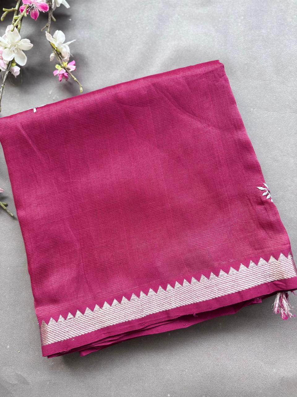 Maroon Applique Work Mangalgiri Silk Saree 108