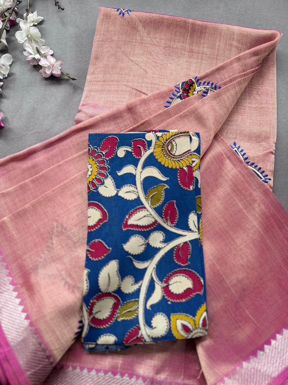 Mauve Applique Work Mangalgiri Silk Saree 108
