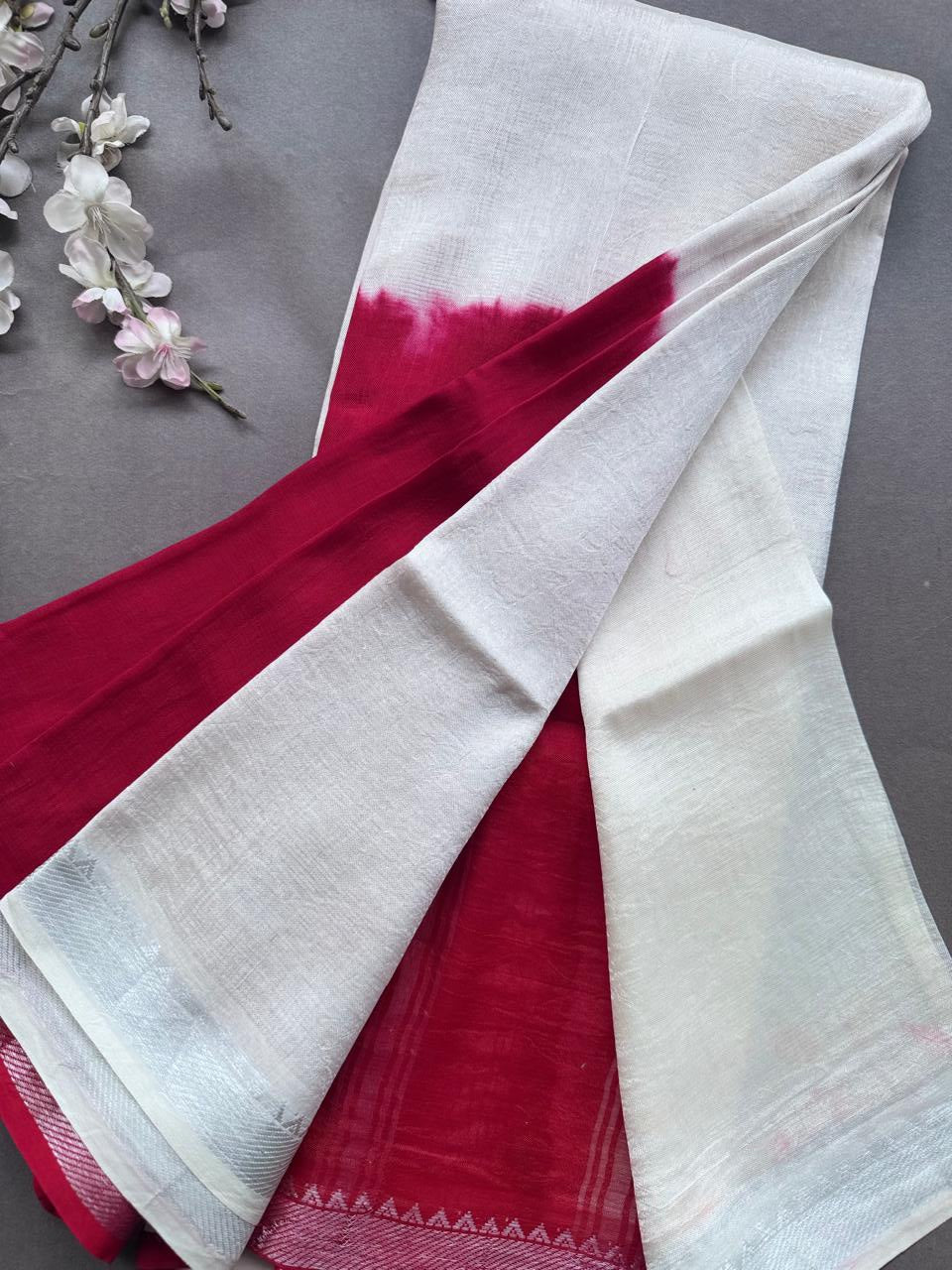 Red n Cream Mangalagiri Silk Saree 108