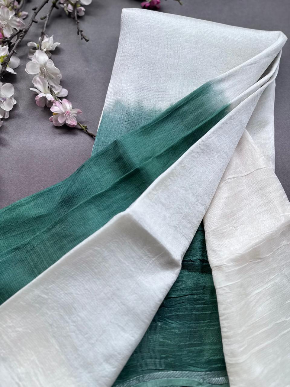 Sage Green n Cream Mangalgiri Silk Saree 108