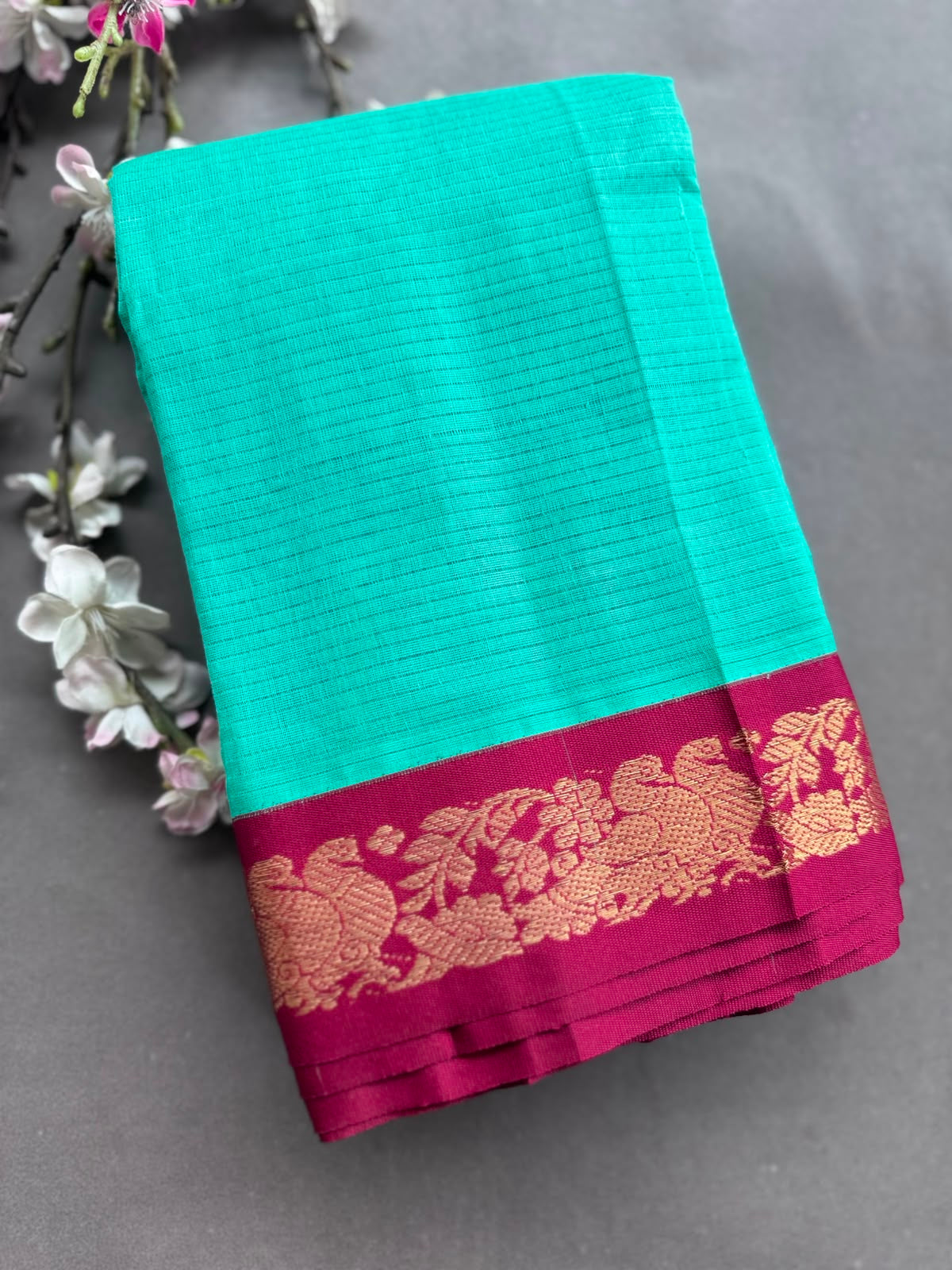 Green Pure Gadwal Cotton Saree 108
