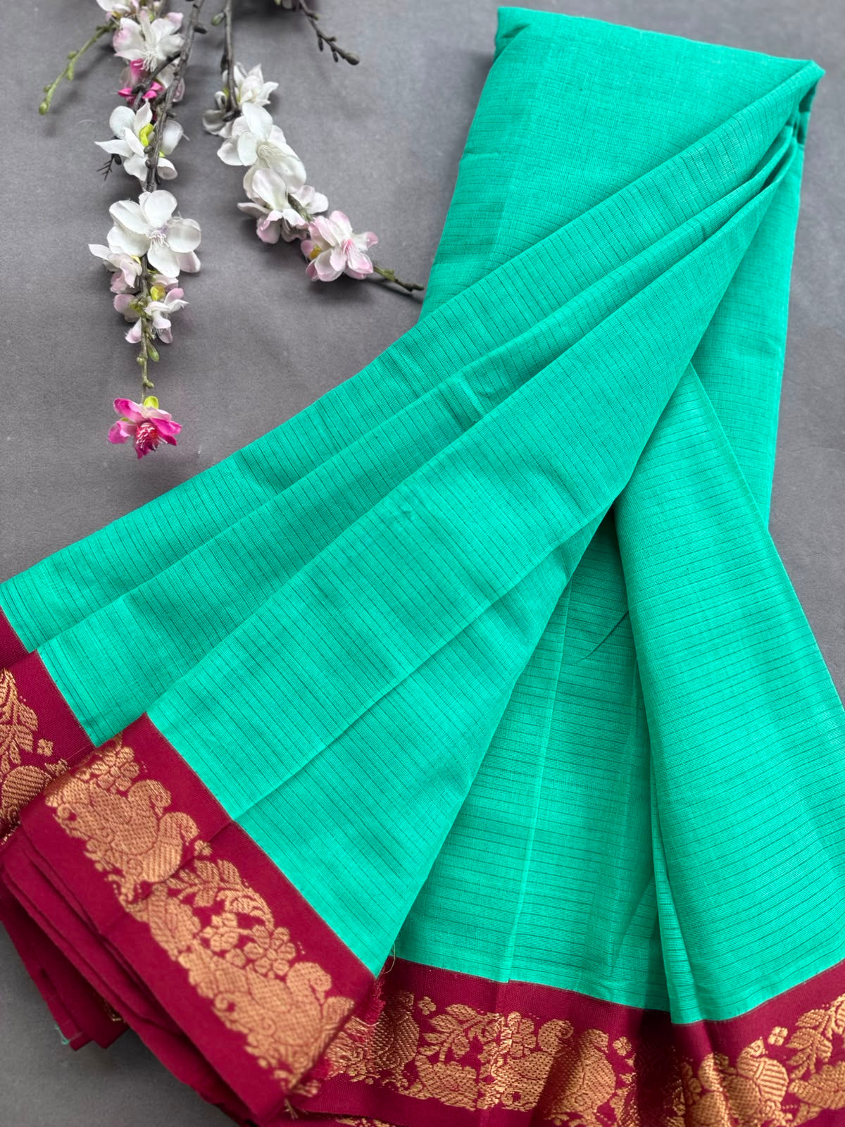 Green Pure Gadwal Cotton Saree 108
