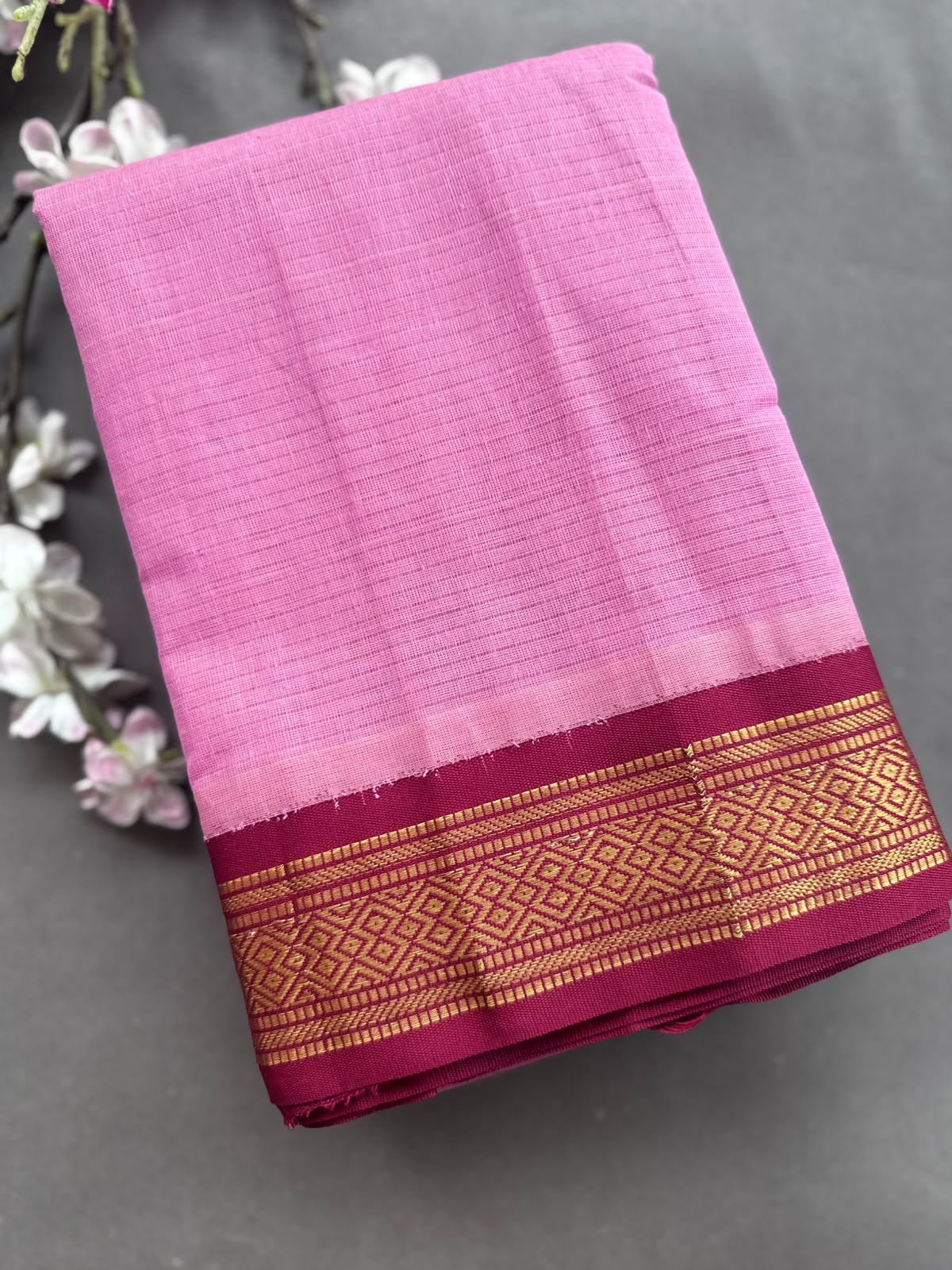 Pink Pure Gadwal Cotton Saree 108