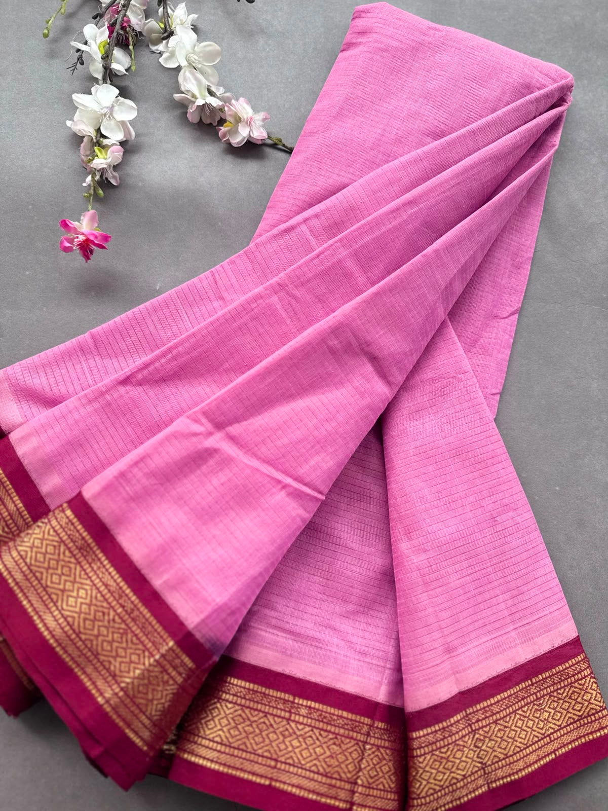 Pink Pure Gadwal Cotton Saree 108