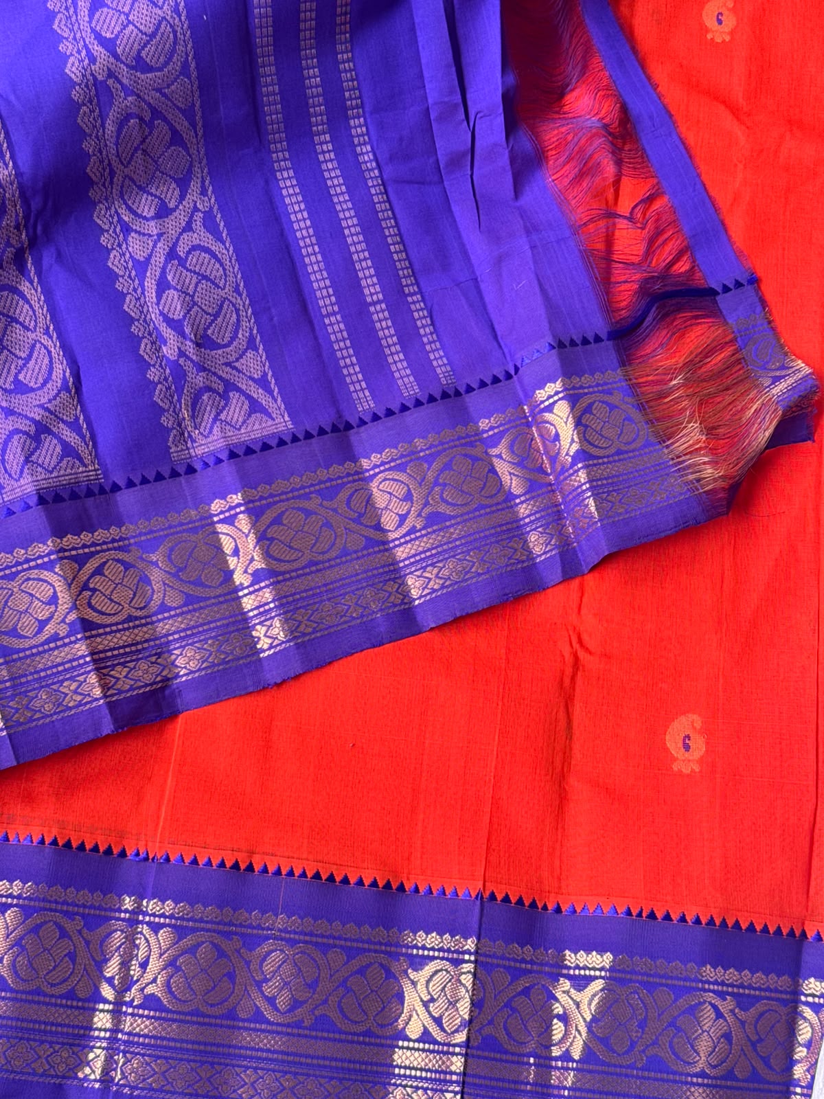 Orange Pure Gadwal Cotton Saree 108