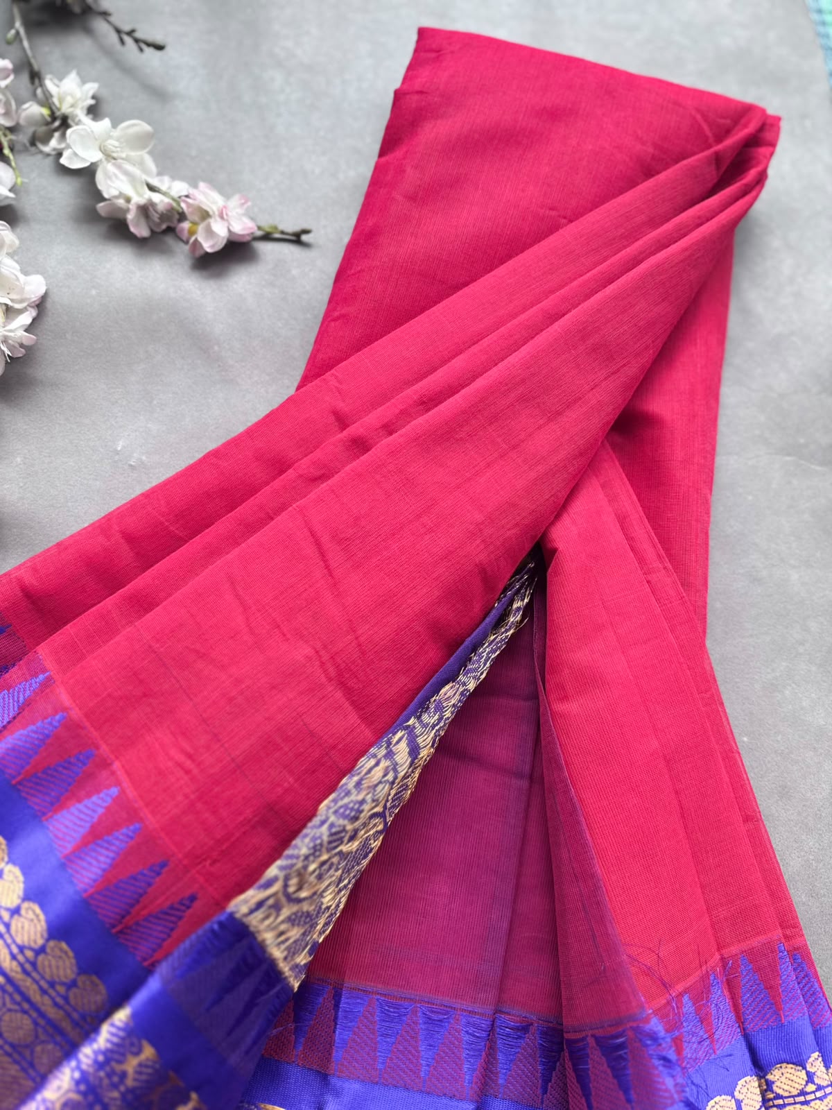 Red Pure Gadwal Cotton Saree 108