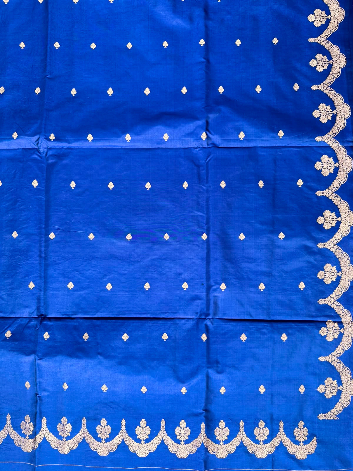 Navy Blue Pure Kathan Banarasi Silk Dress Material (Swara)
