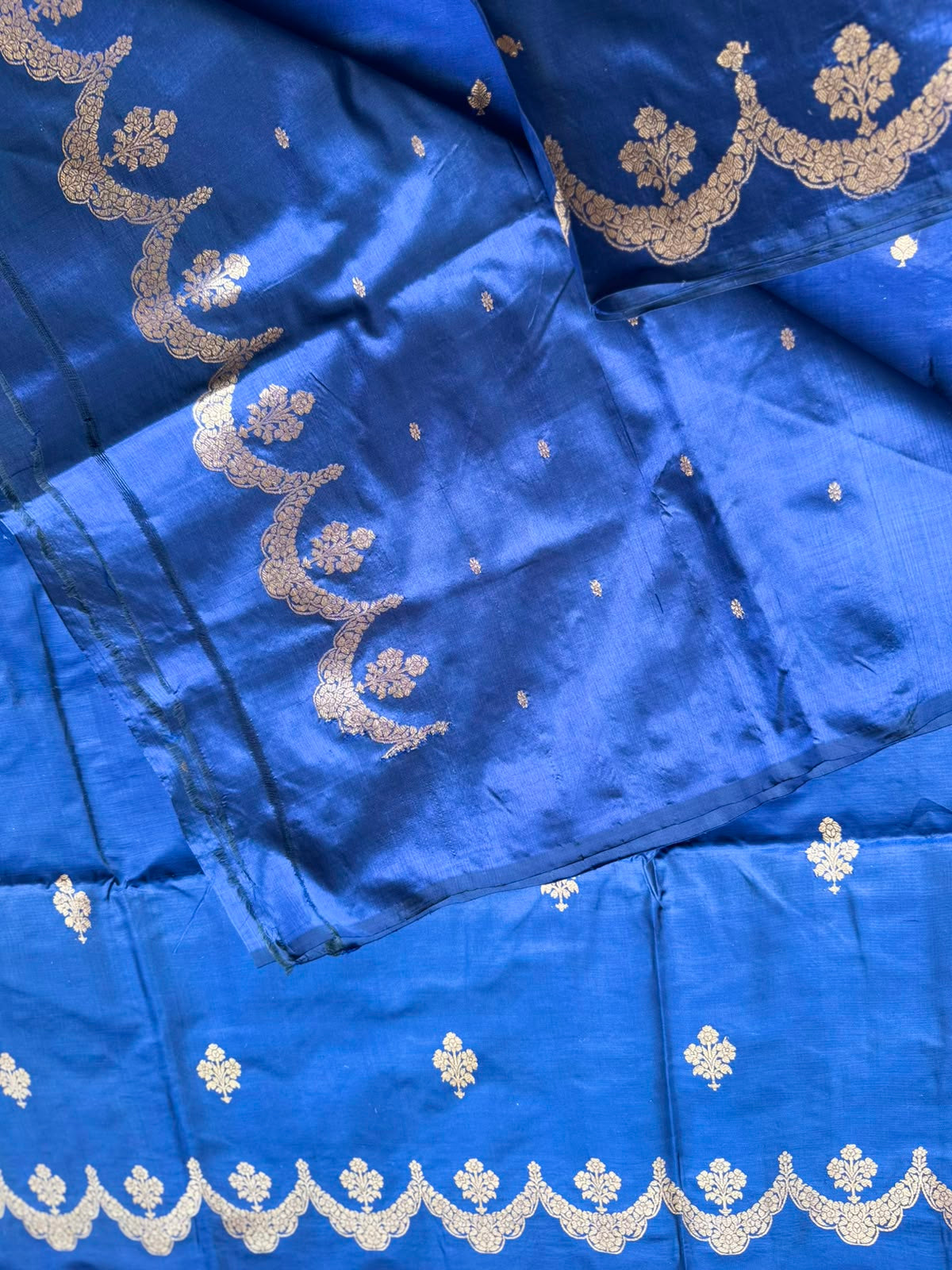 Navy Blue Pure Kathan Banarasi Silk Dress Material (Swara)