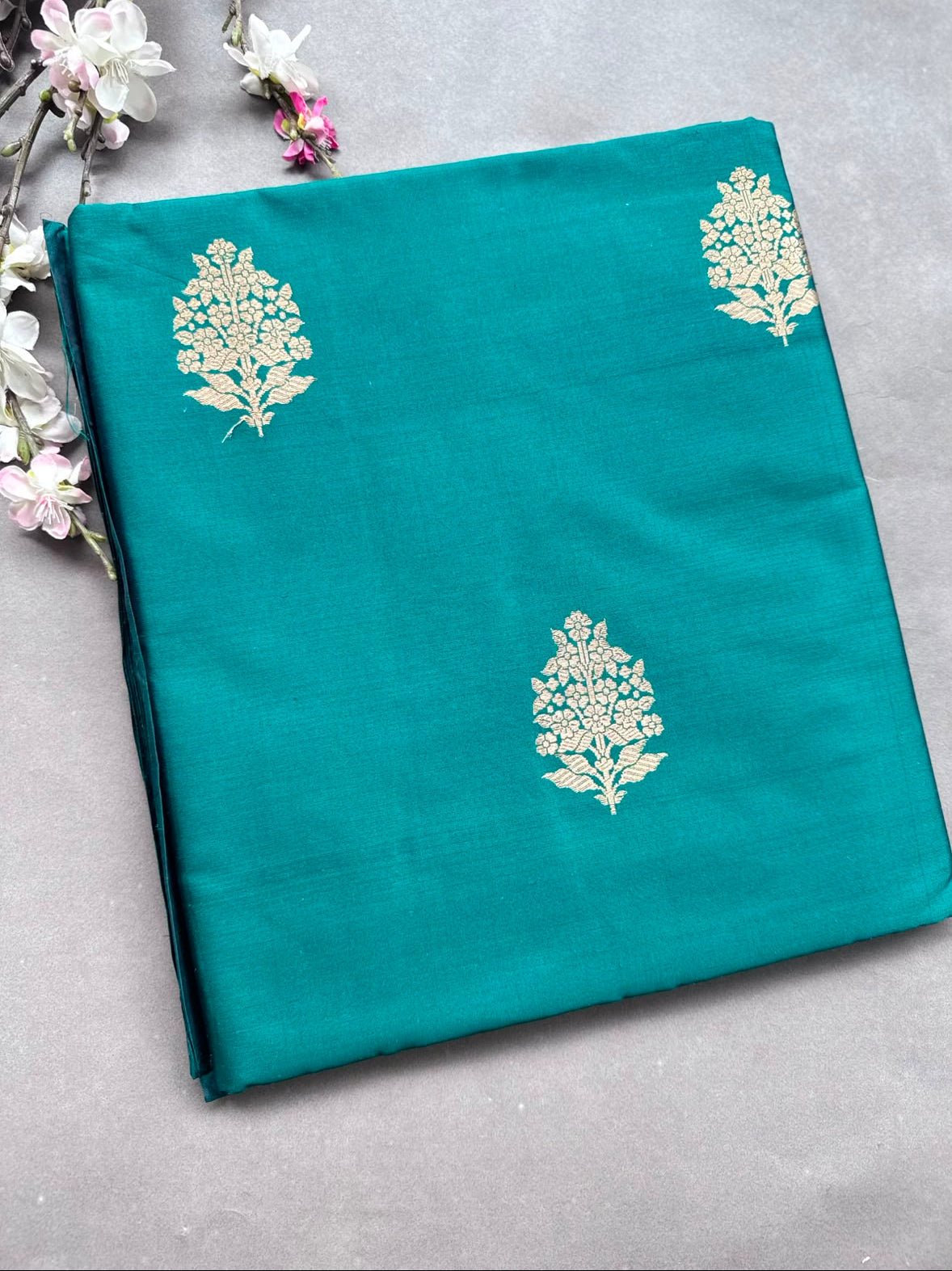 Bottle Green Pure Kathan Banarasi Silk Dress Material (Swara)