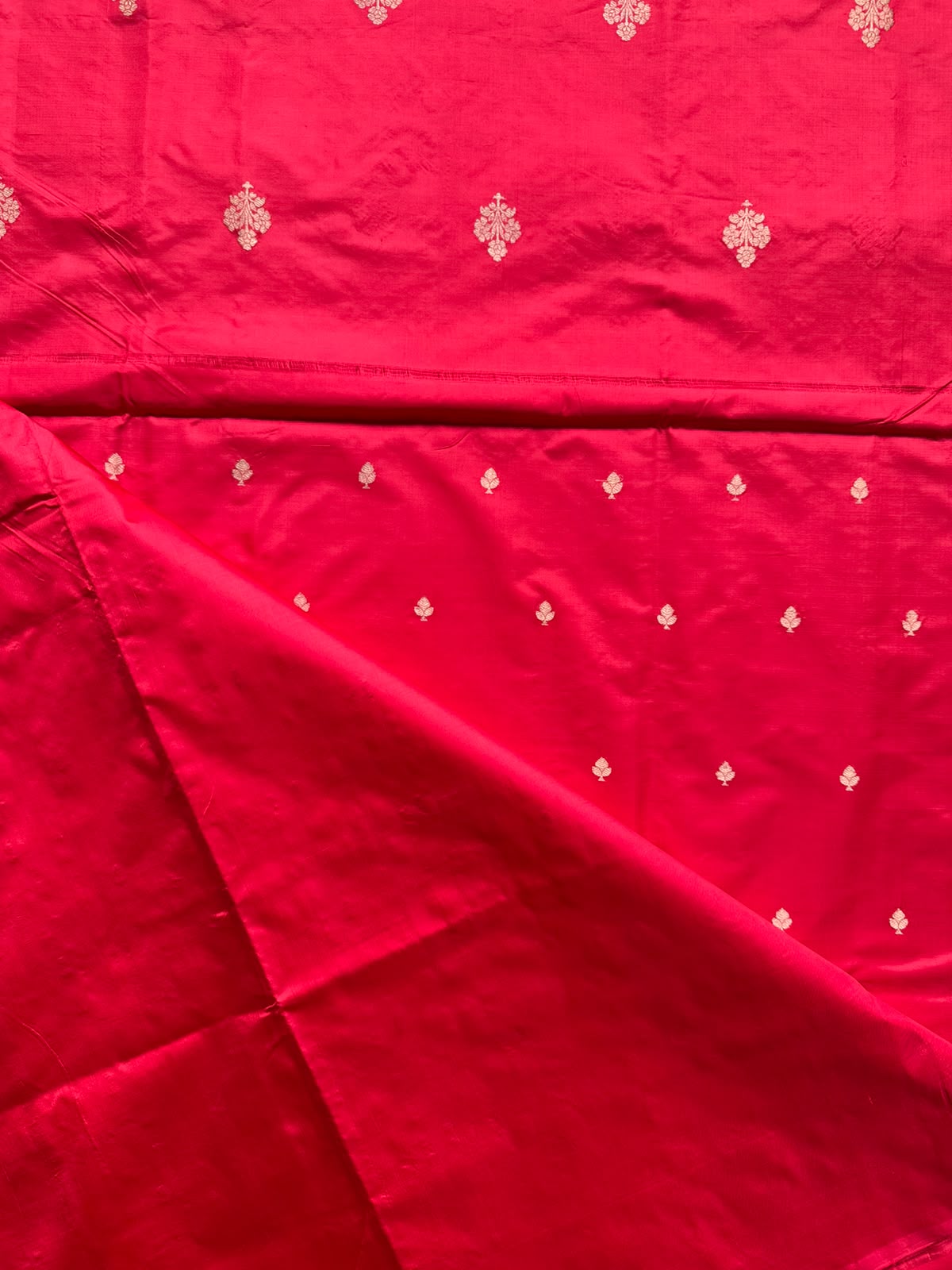 Red Pure Kathan Banarasi Silk Dress Material (Swara)