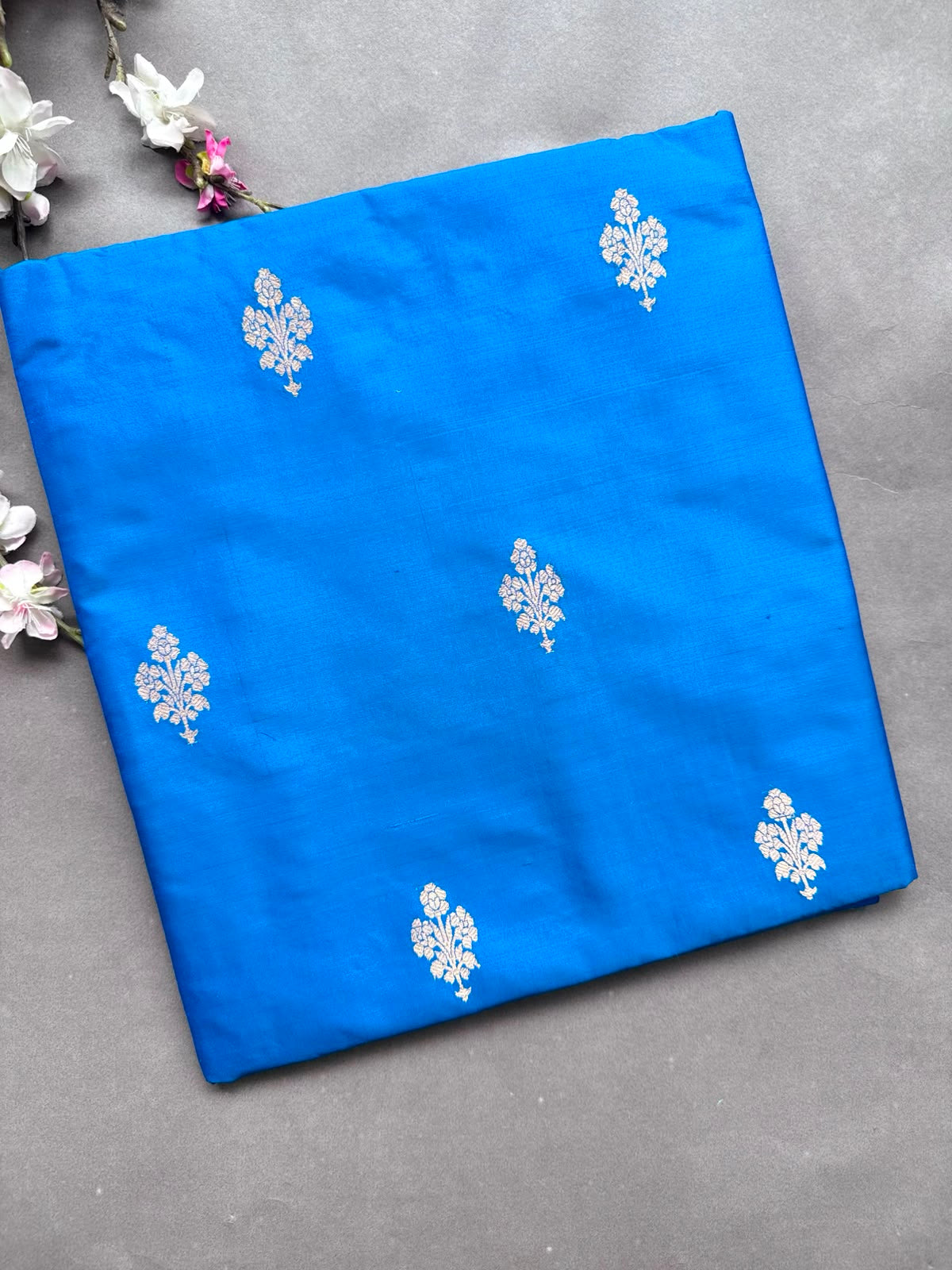 Blue Pure Kathan Banarasi Silk Dress Material (Swara)