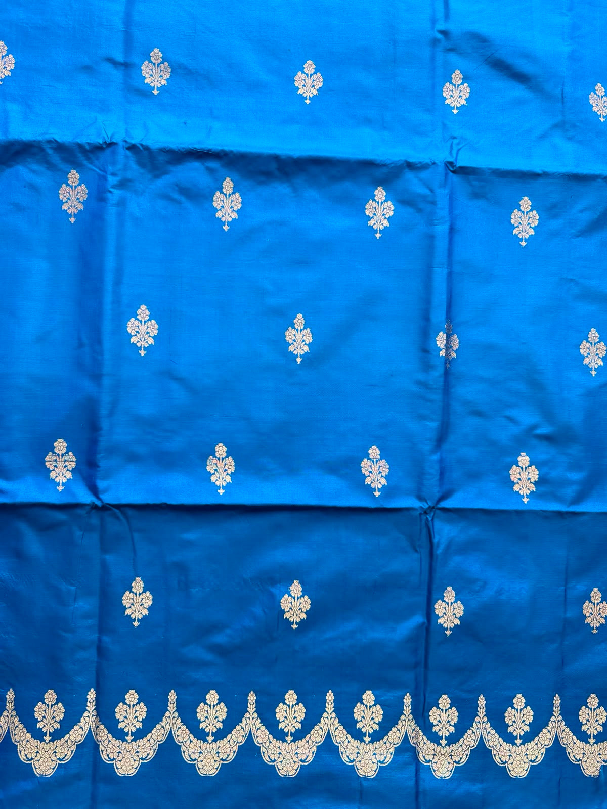 Blue Pure Kathan Banarasi Silk Dress Material (Swara)