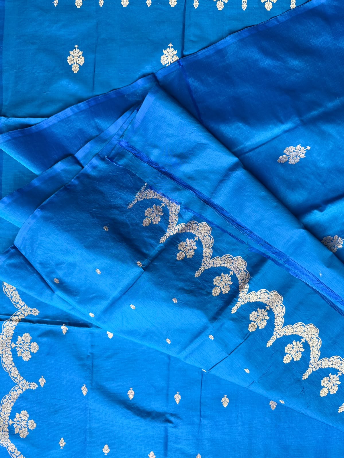 Blue Pure Kathan Banarasi Silk Dress Material (Swara)