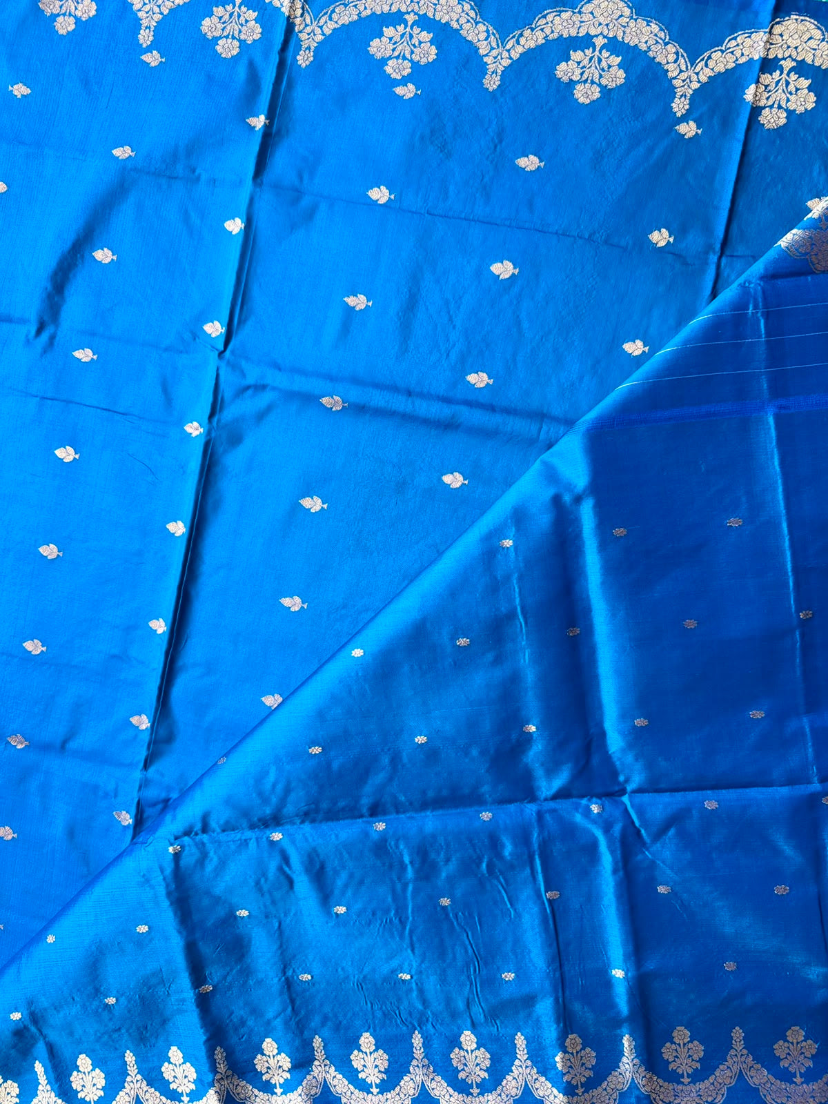 Blue Pure Kathan Banarasi Silk Dress Material (Swara)