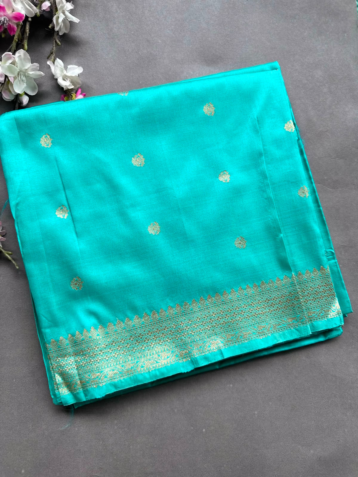Pastel Green Pure Kathan Banarasi Silk Dress Material (Swara)