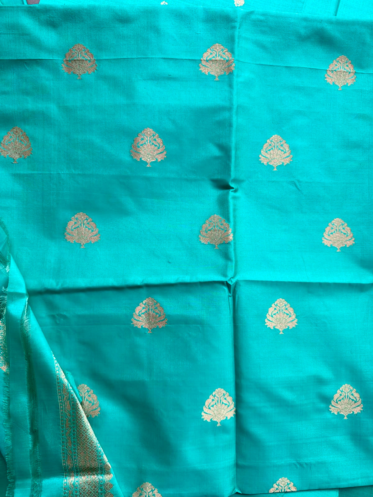 Pastel Green Pure Kathan Banarasi Silk Dress Material (Swara)