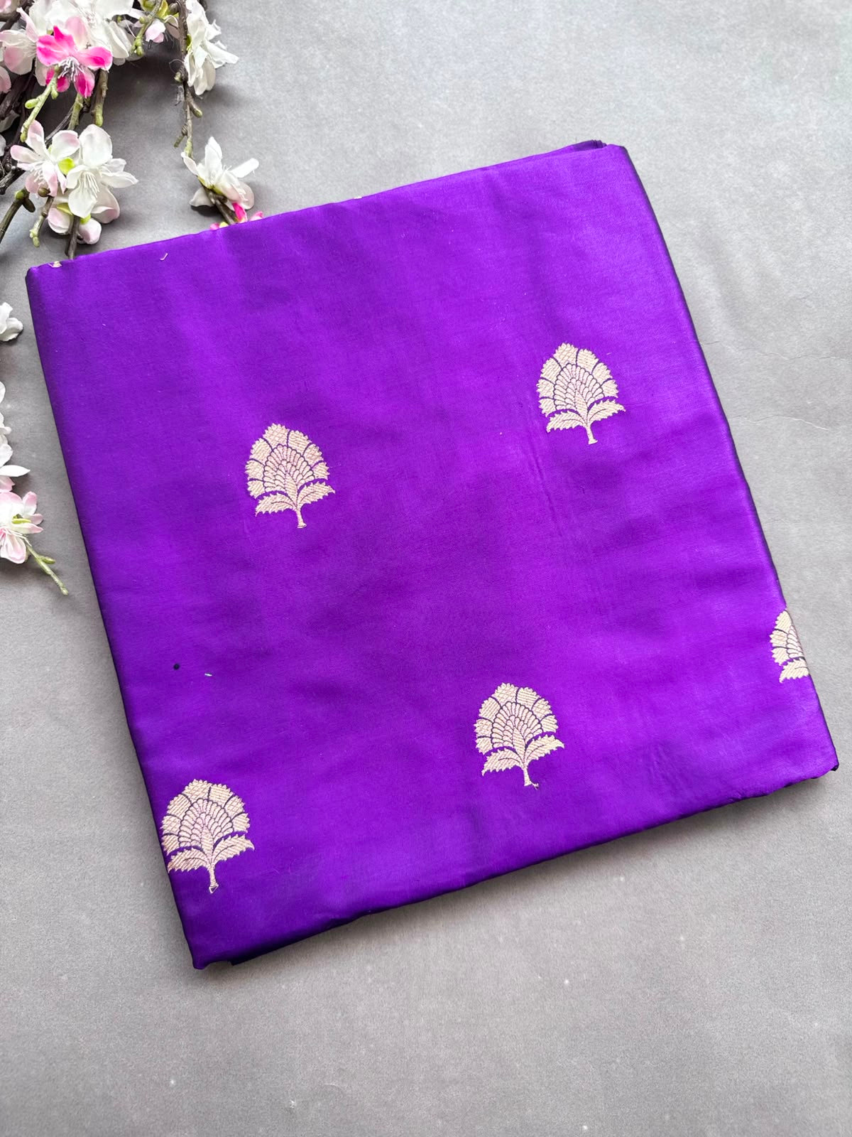 Purple Pure Kathan Banarasi Silk Dress Material (Swara)